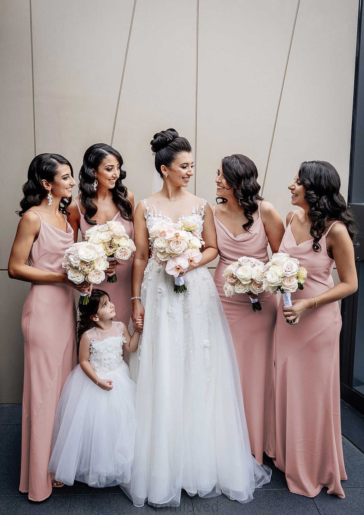 Sheath/Column Cowl Neck Spaghetti Straps Long/Floor-Length Satin Bridesmaid Dresses With Pleated Lia DUP0025364