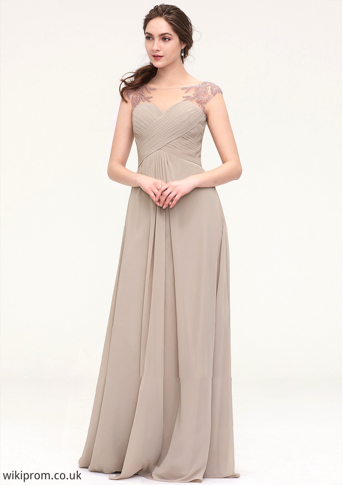 Sleeveless Scoop Neck Long/Floor-Length A-line/Princess Chiffon Bridesmaid Dresses With Pleated Beading -Bridesmaid Dresseses
 Natalya SWKP0025396