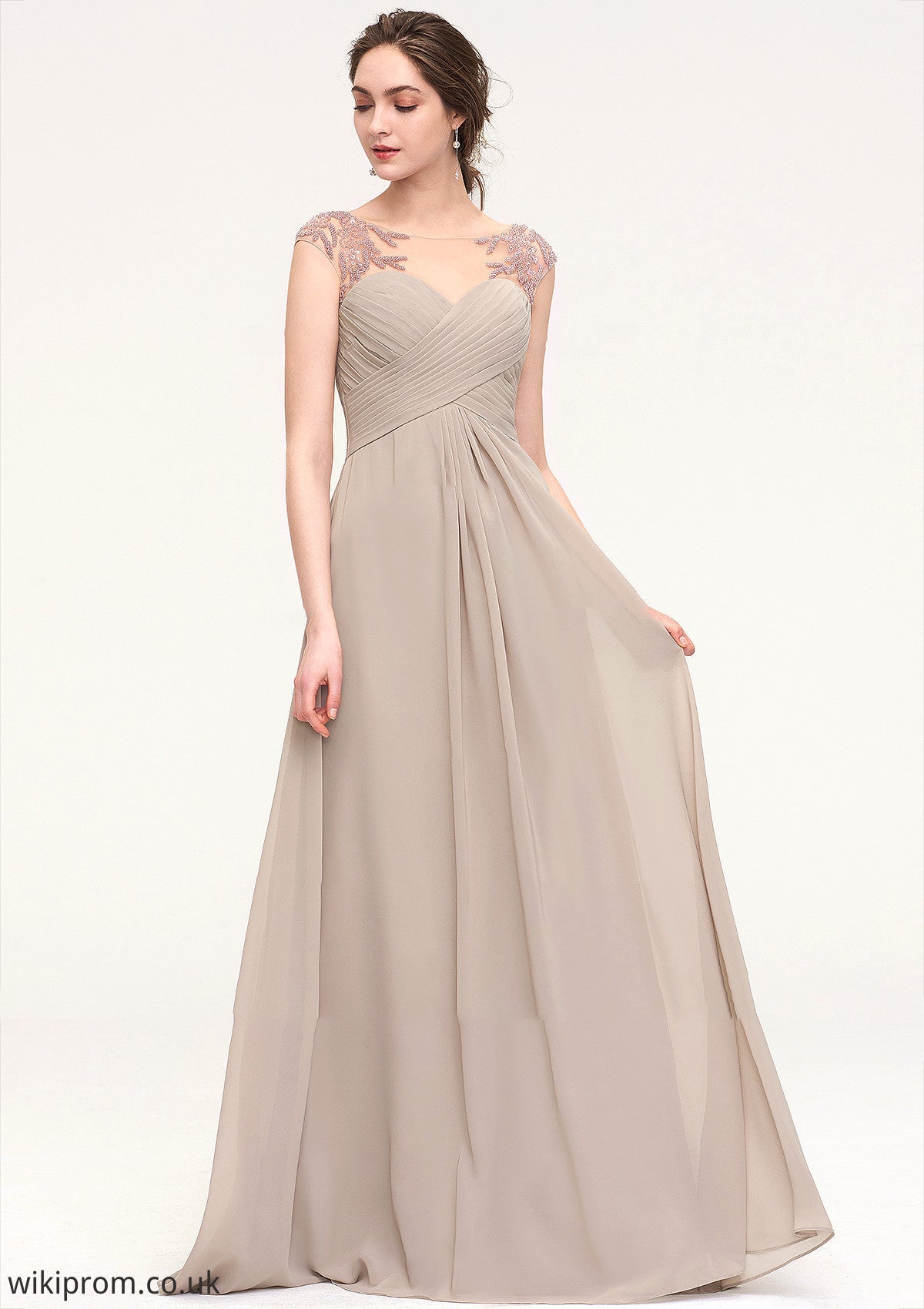 Sleeveless Scoop Neck Long/Floor-Length A-line/Princess Chiffon Bridesmaid Dresses With Pleated Beading -Bridesmaid Dresseses
 Natalya SWKP0025396