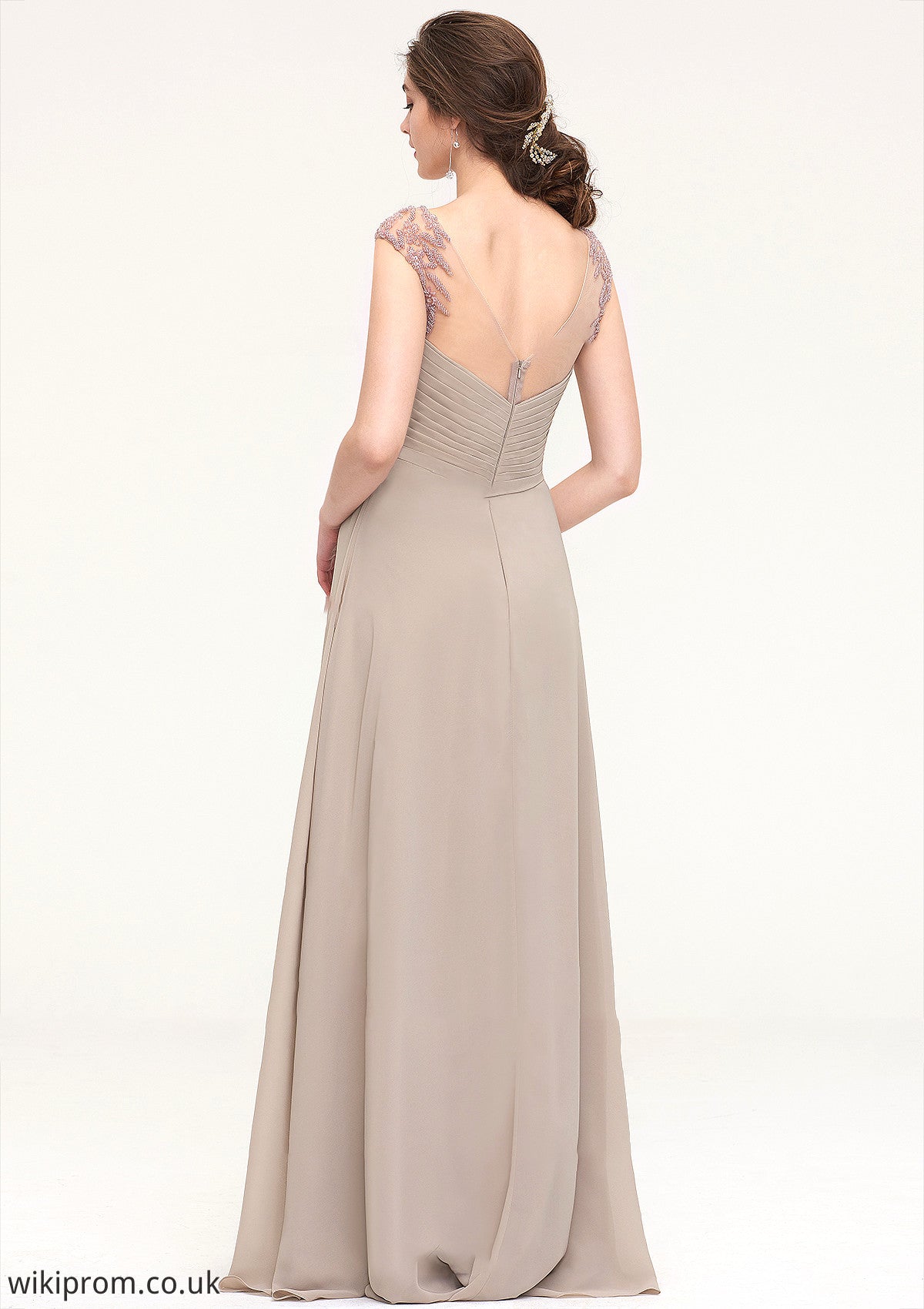 Sleeveless Scoop Neck Long/Floor-Length A-line/Princess Chiffon Bridesmaid Dresses With Pleated Beading -Bridesmaid Dresseses
 Natalya SWKP0025396