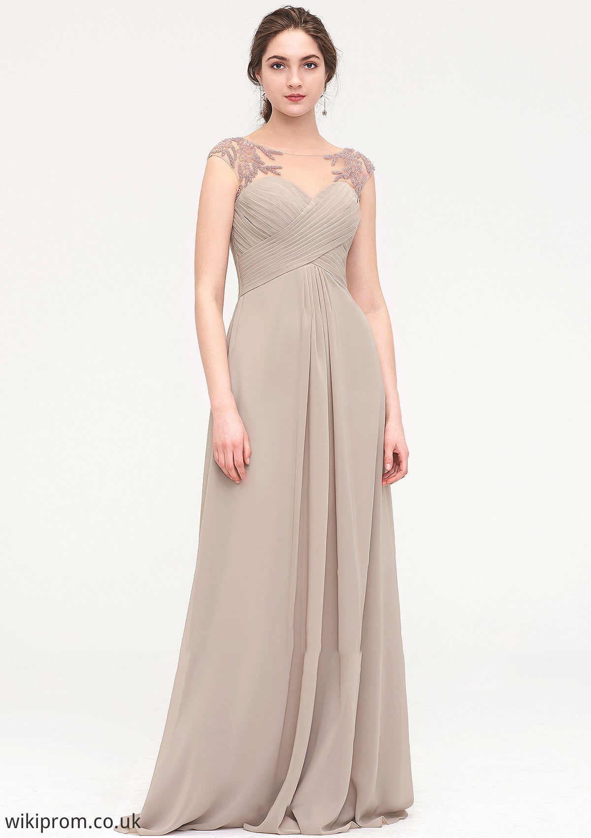 Sleeveless Scoop Neck Long/Floor-Length A-line/Princess Chiffon Bridesmaid Dresses With Pleated Beading -Bridesmaid Dresseses
 Natalya SWKP0025396