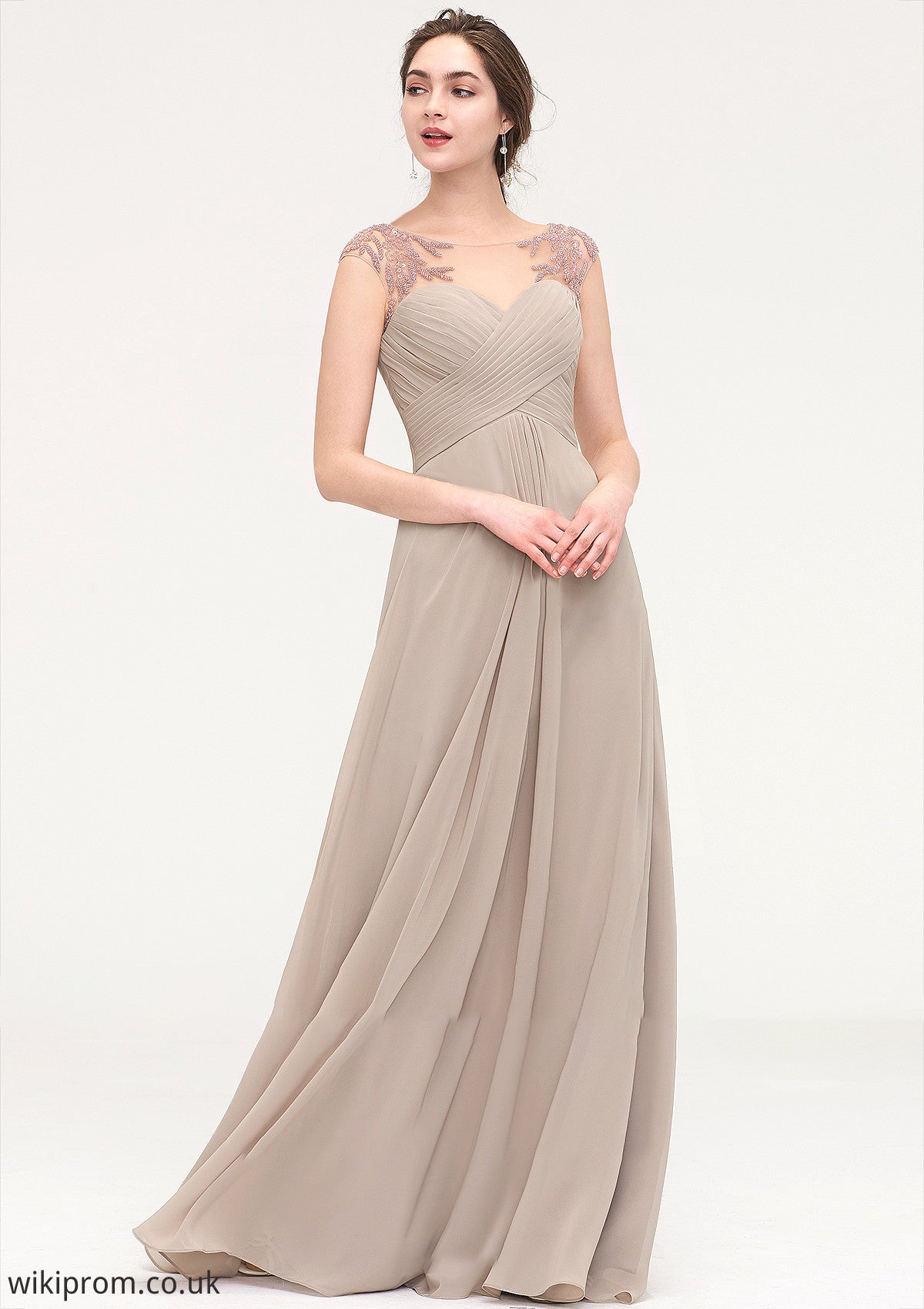 Sleeveless Scoop Neck Long/Floor-Length A-line/Princess Chiffon Bridesmaid Dresses With Pleated Beading -Bridesmaid Dresseses
 Natalya SWKP0025396