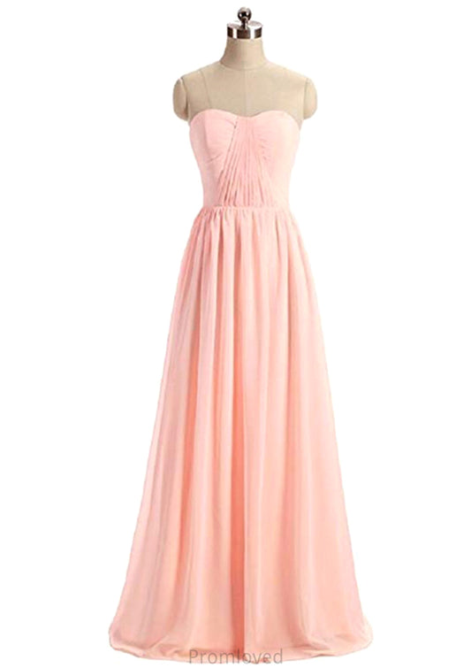 Sweetheart Sleeveless Long/Floor-Length A-Line/Princess Chiffon Bridesmaid Dresses Kaylie DUP0025418