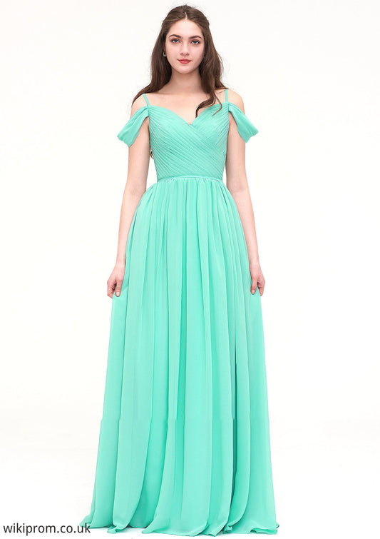 Sweetheart Sleeveless Long/Floor-Length Chiffon A-line/Princess Bridesmaid Dresses With Pleated Alicia SWKP0025422