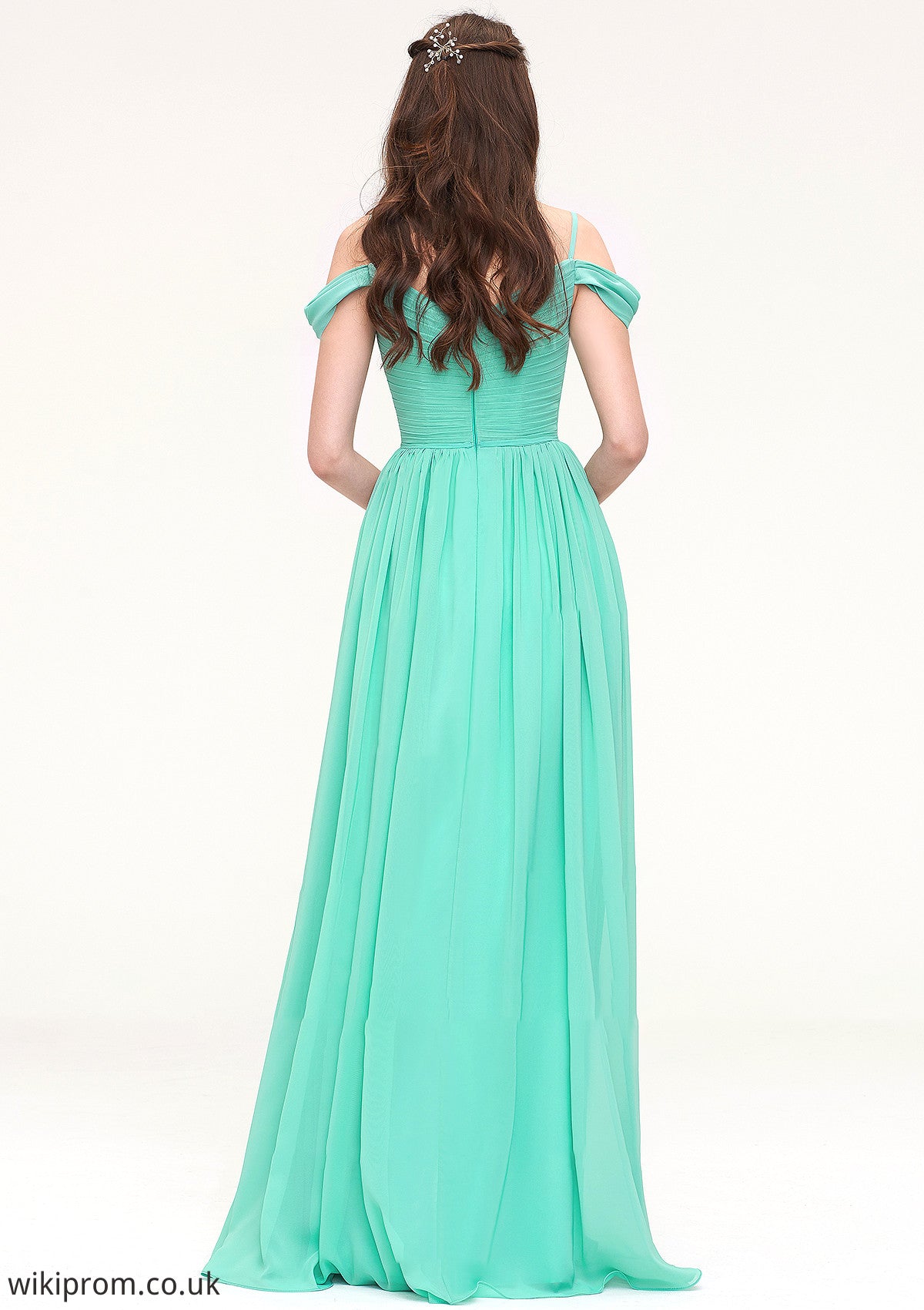 Sweetheart Sleeveless Long/Floor-Length Chiffon A-line/Princess Bridesmaid Dresses With Pleated Alicia SWKP0025422