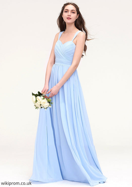 Sleeveless Sweetheart Long/Floor-Length Chiffon A-line/Princess Bridesmaid Dresses With Pleated Viola SWKP0025437