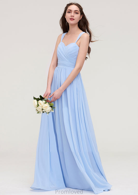 Sleeveless Sweetheart Long/Floor-Length Chiffon A-line/Princess Bridesmaid Dresses With Pleated Rylee DUP0025437