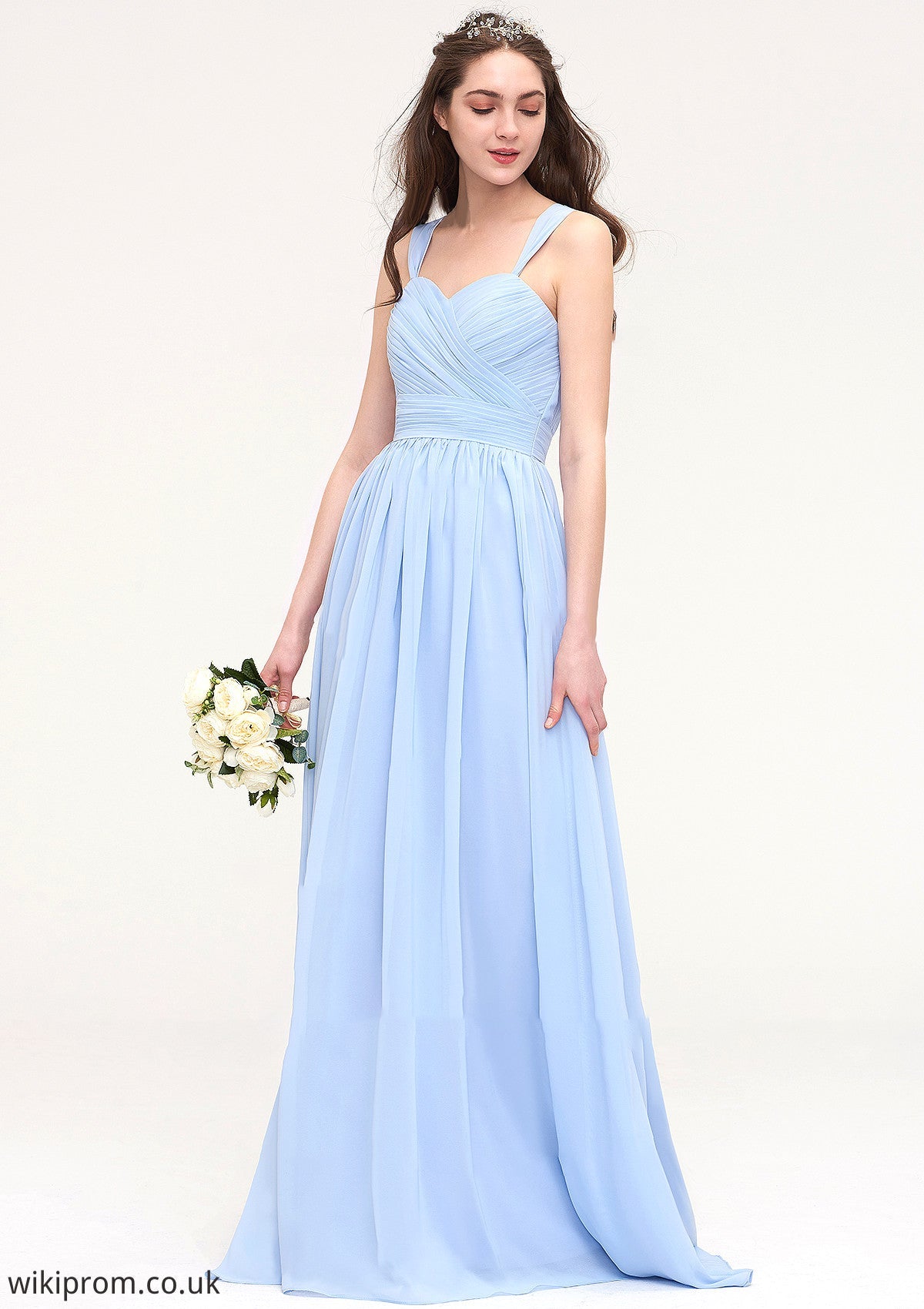 Sleeveless Sweetheart Long/Floor-Length Chiffon A-line/Princess Bridesmaid Dresses With Pleated Viola SWKP0025437