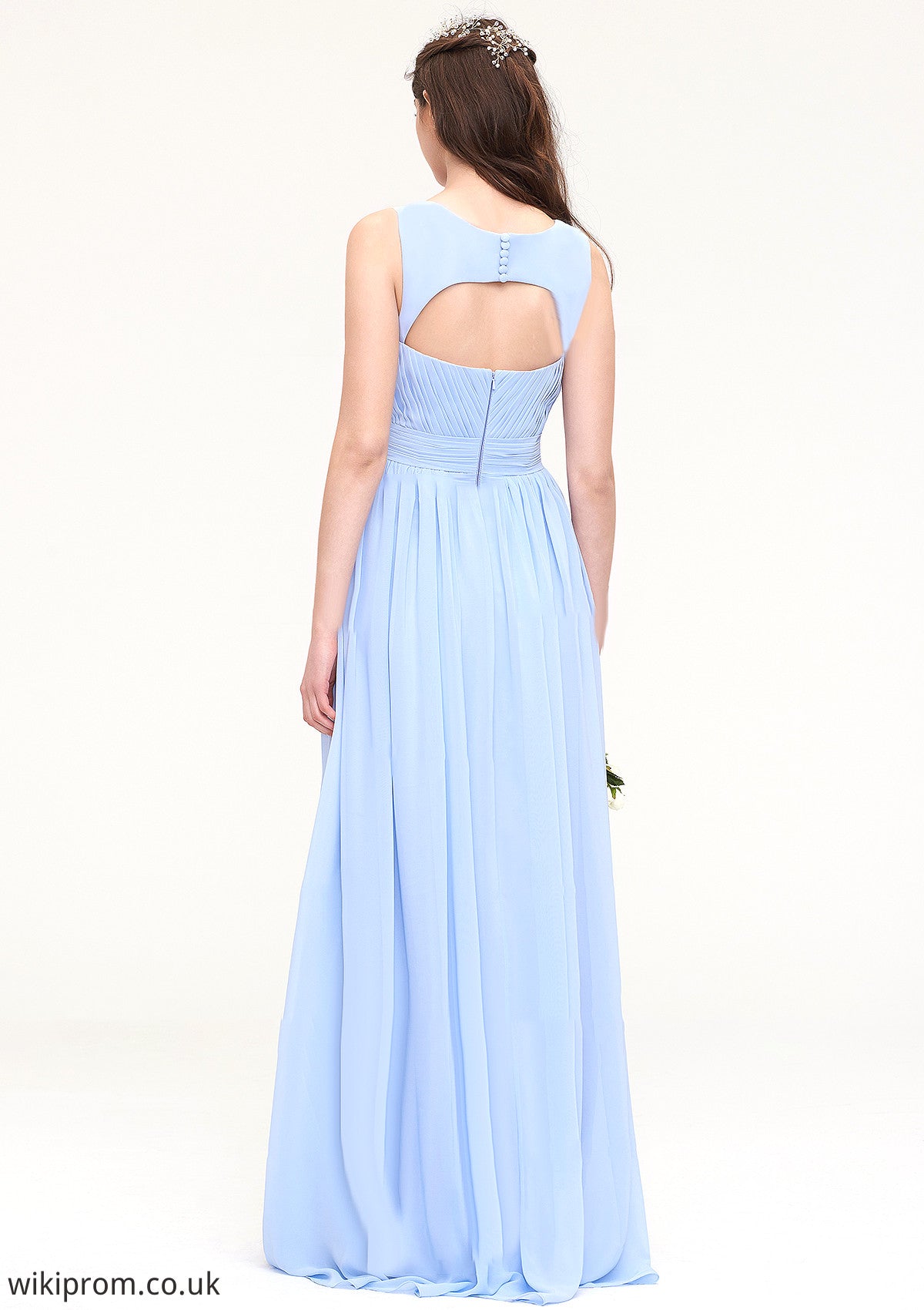 Sleeveless Sweetheart Long/Floor-Length Chiffon A-line/Princess Bridesmaid Dresses With Pleated Viola SWKP0025437