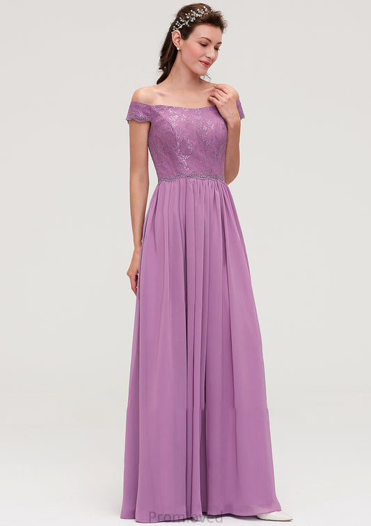 Sleeveless Off-the-Shoulder Long/Floor-Length Chiffon A-line/Princess Bridesmaid Dresseses With Appliqued Abagail DUP0025442