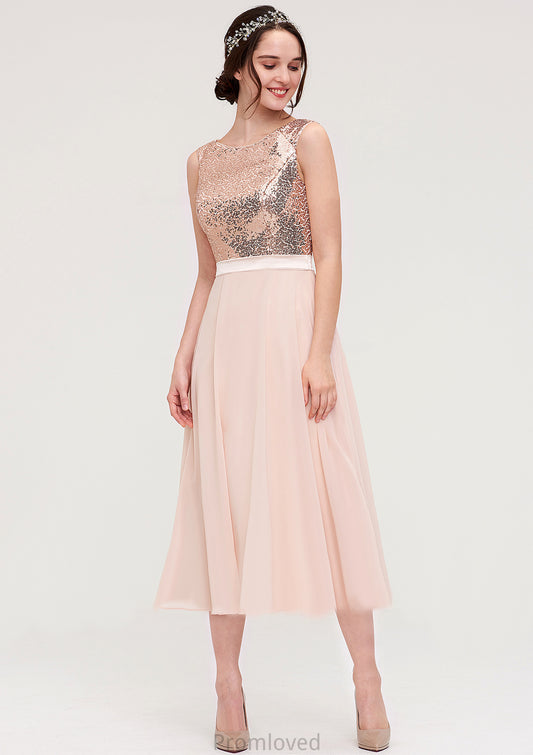 Sleeveless Bateau Chiffon A-line/Princess Bridesmaid Dresses With Sashes Sequins Jane DUP0025454