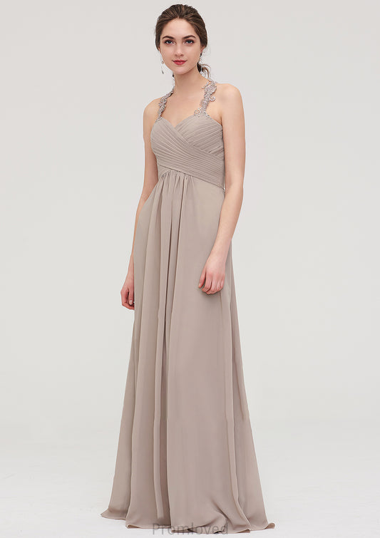 Sleeveless Sweetheart Long/Floor-Length Chiffon A-line/Princess Bridesmaid Dresses With Pleated Lace Casey DUP0025457