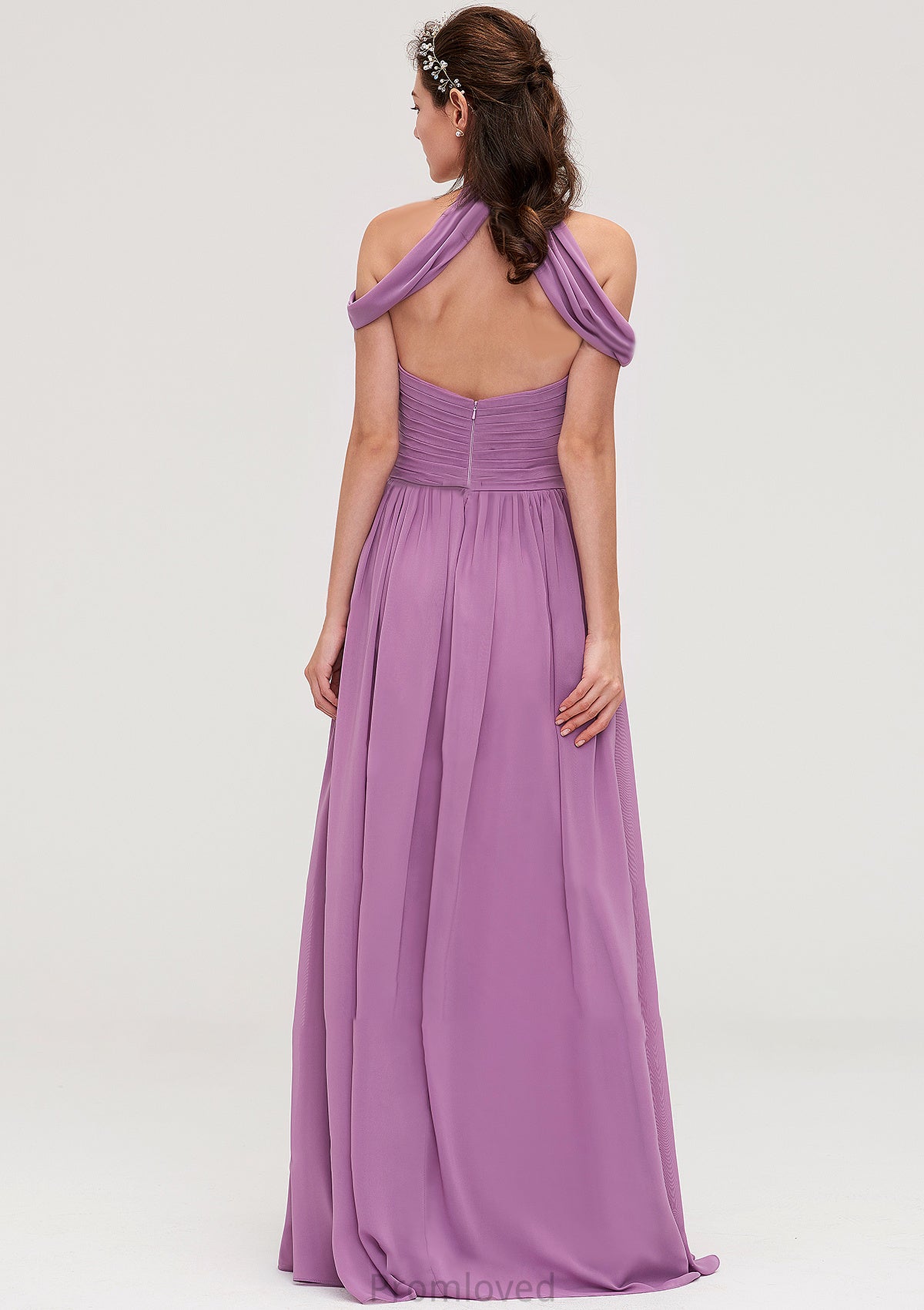 Scoop Neck Sleeveless Chiffon A-line/Princess Long/Floor-Length Bridesmaid Dresseses With Pleated Alison DUP0025461