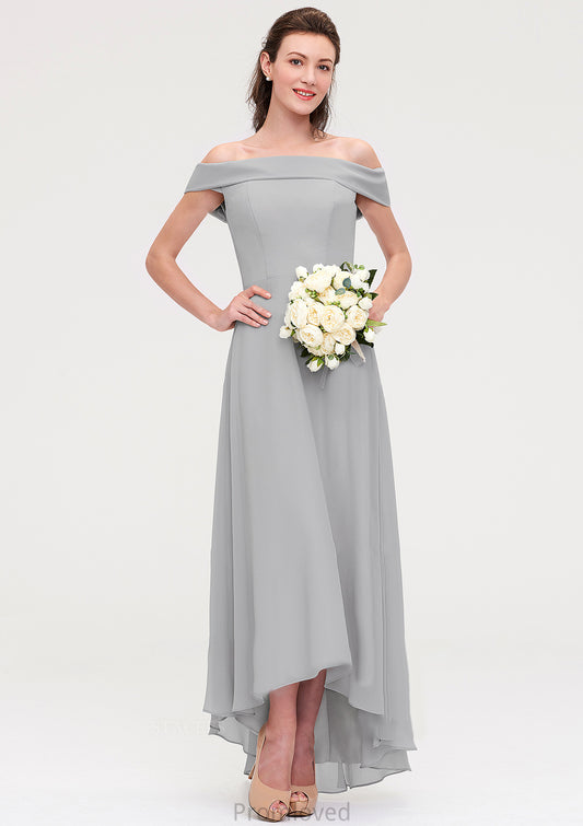 Off-the-Shoulder Sleeveless Asymmetrical Chiffon A-line/Princess Bridesmaid Dresseses Neveah DUP0025465