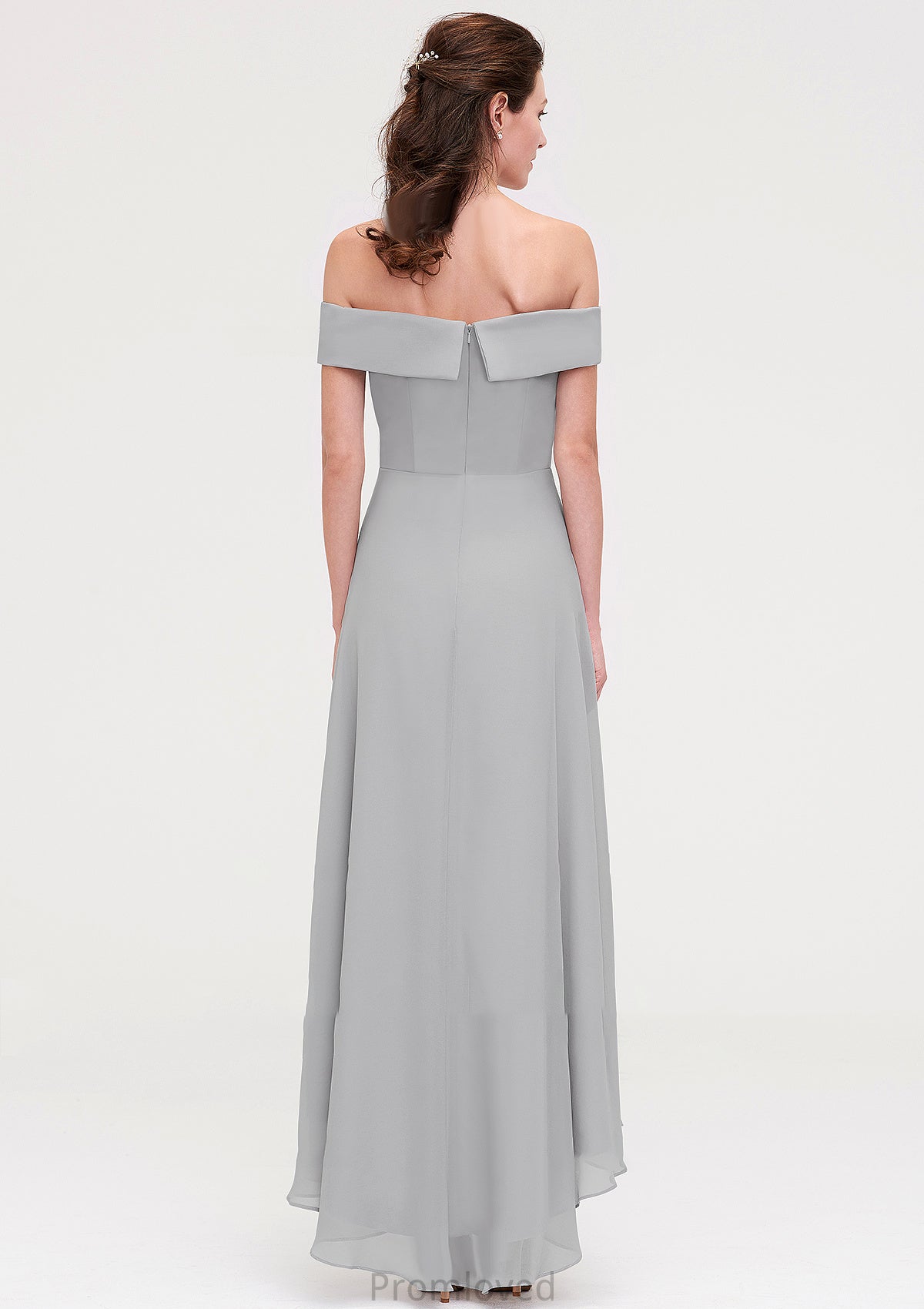 Off-the-Shoulder Sleeveless Asymmetrical Chiffon A-line/Princess Bridesmaid Dresseses Neveah DUP0025465