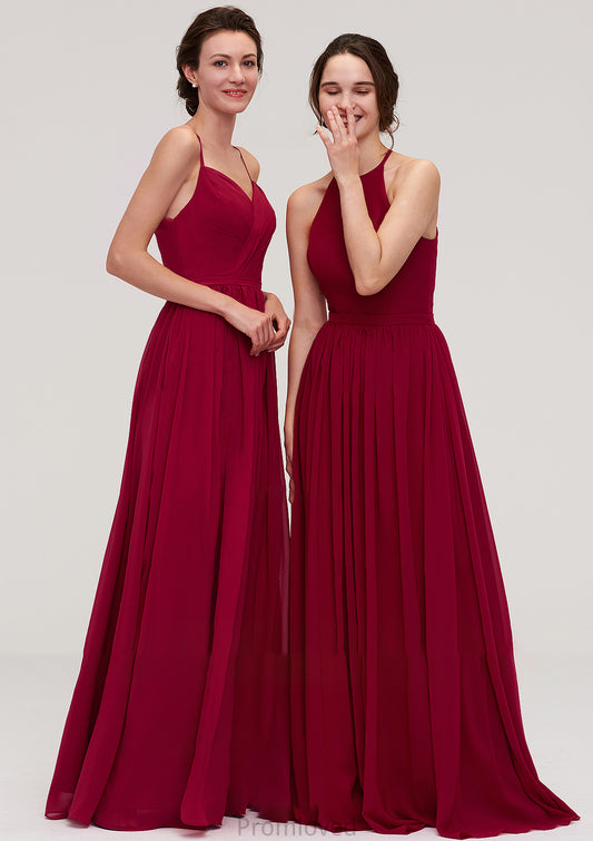 Sleeveless Sweetheart Long/Floor-Length Chiffon A-line/Princess Bridesmaid Dresseses With Split Pleated Patience DUP0025477