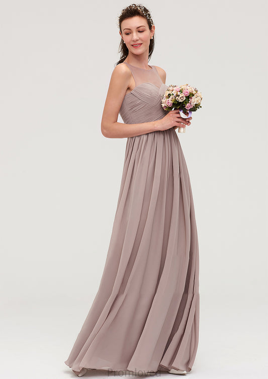 Sleeveless A-line/Princess Chiffon Long/Floor-Length Bridesmaid Dresseses With Pleated Haylee DUP0025479