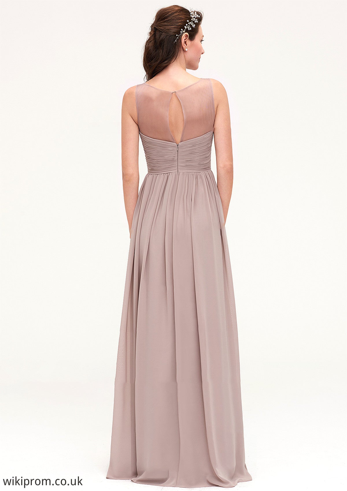 Sleeveless A-line/Princess Chiffon Long/Floor-Length Bridesmaid Dresseses With Pleated Jewel SWKP0025479