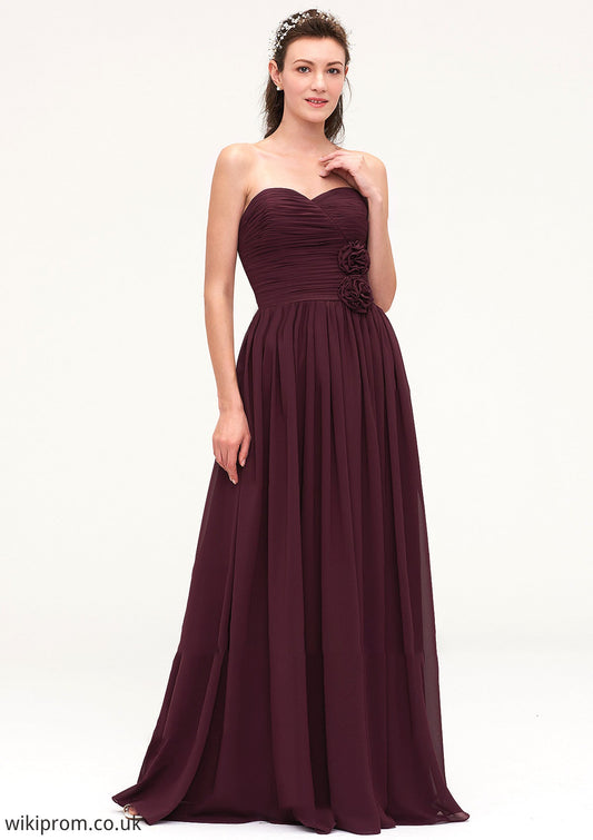 Sweetheart Sleeveless Long/Floor-Length Chiffon A-line/Princess Bridesmaid Dresses With Pleated Julie SWKP0025490