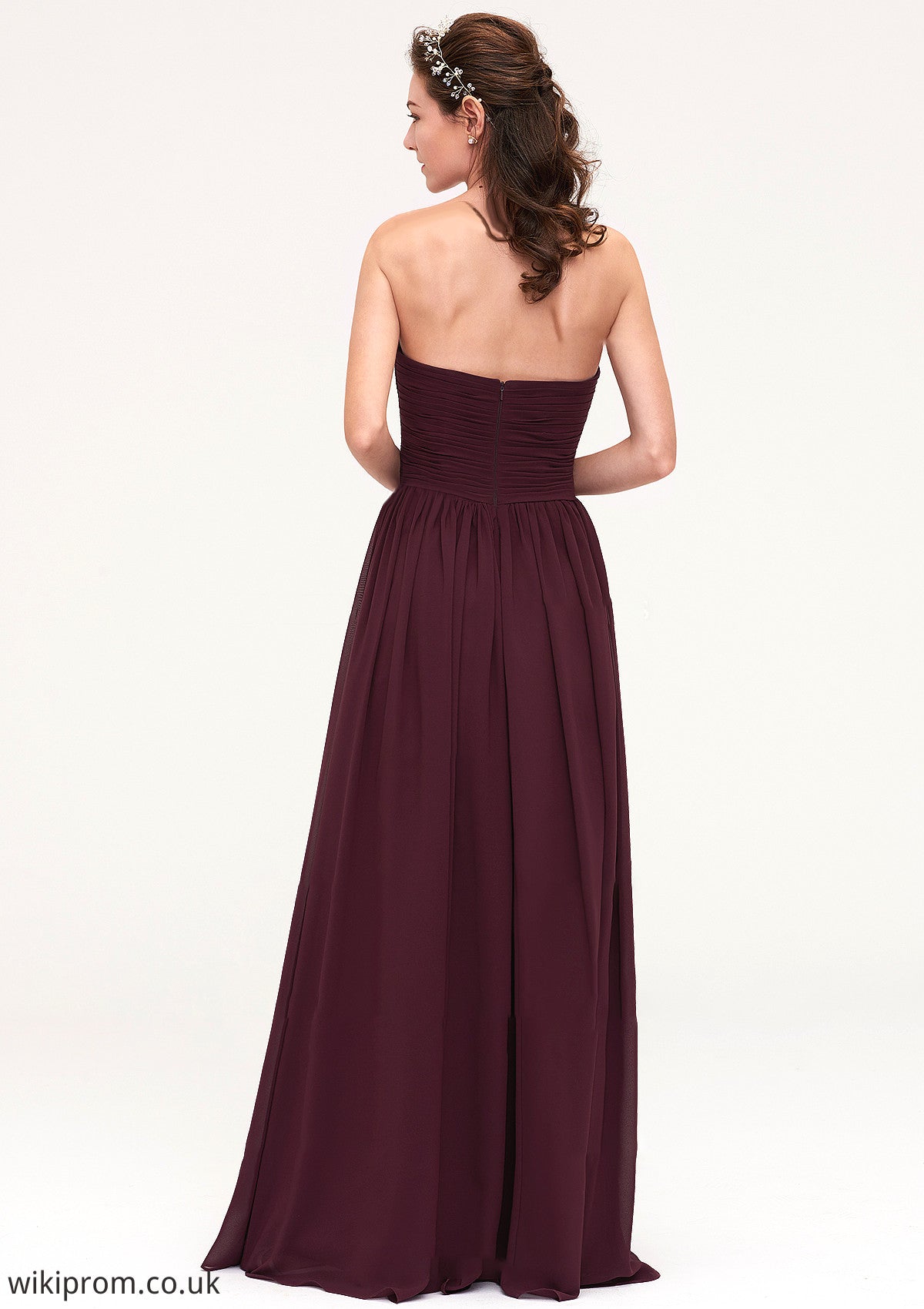 Sweetheart Sleeveless Long/Floor-Length Chiffon A-line/Princess Bridesmaid Dresses With Pleated Julie SWKP0025490