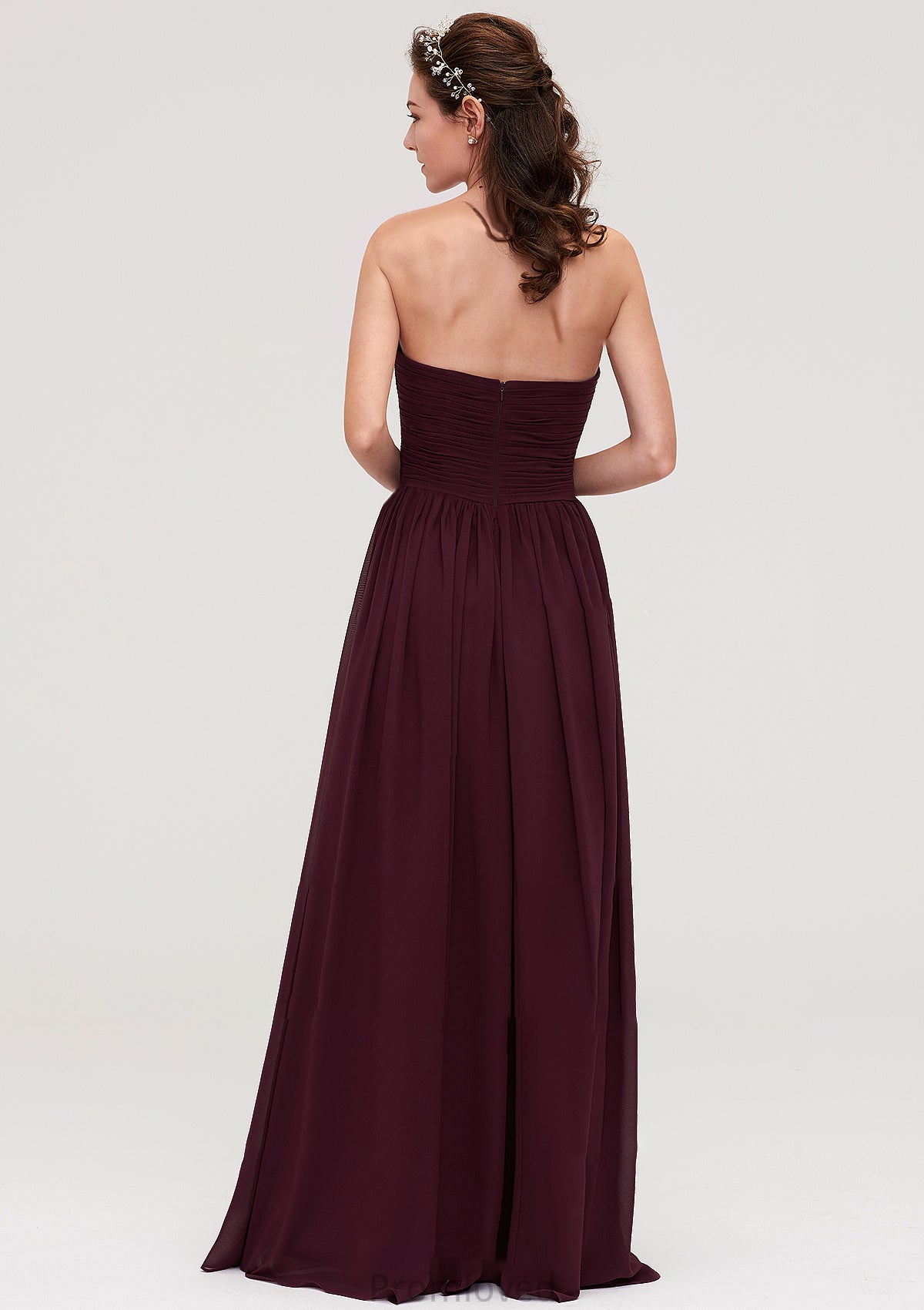 Sweetheart Sleeveless Long/Floor-Length Chiffon A-line/Princess Bridesmaid Dresses With Pleated Heather DUP0025490