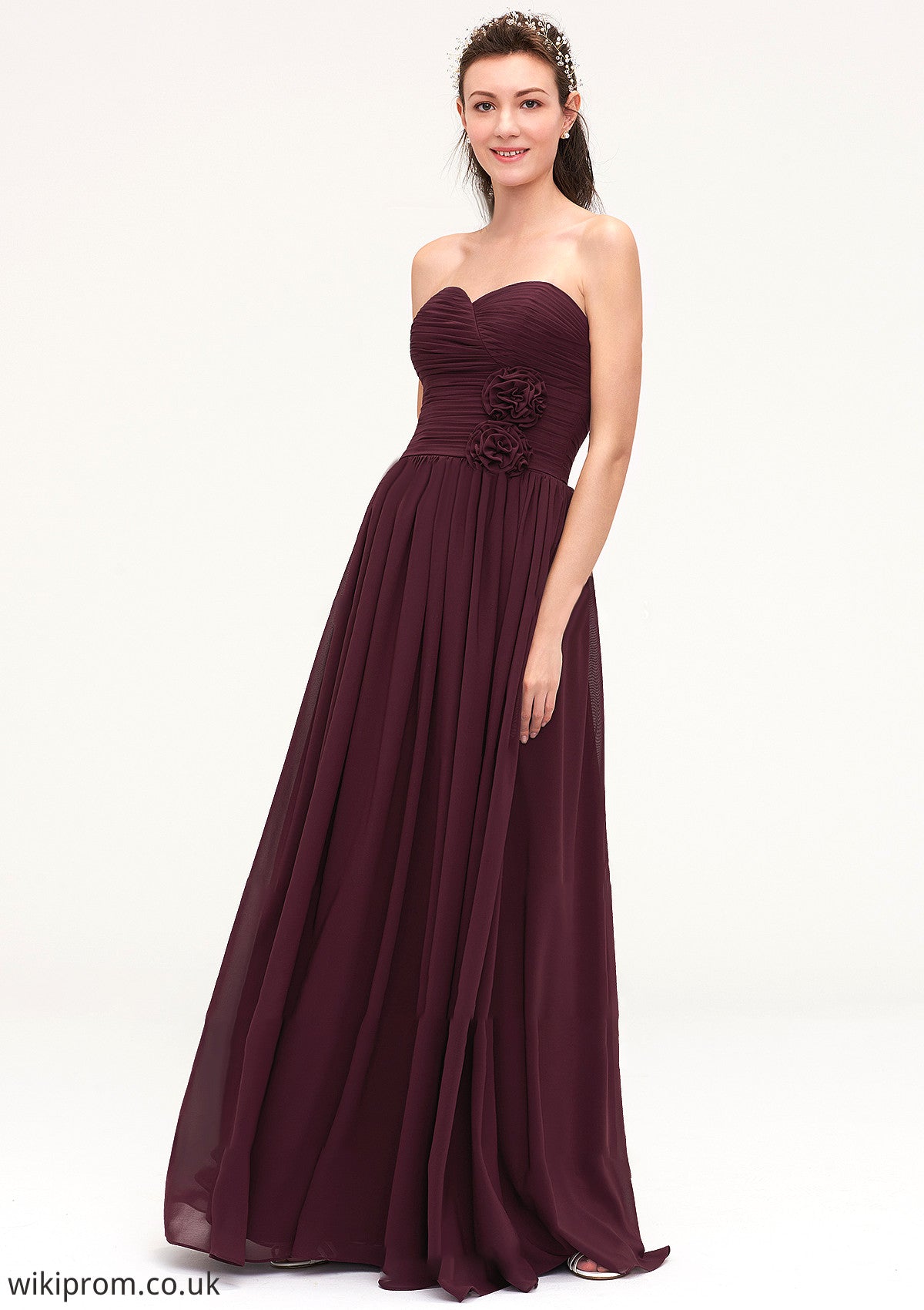 Sweetheart Sleeveless Long/Floor-Length Chiffon A-line/Princess Bridesmaid Dresses With Pleated Julie SWKP0025490