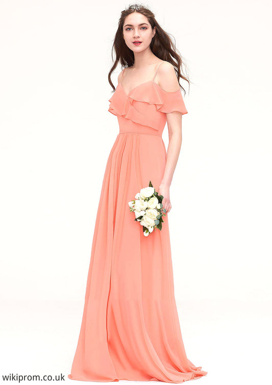 Sleeveless Sweetheart Long/Floor-Length Chiffon A-line/Princess Bridesmaid Dresses With Pleated Cassie SWKP0025492