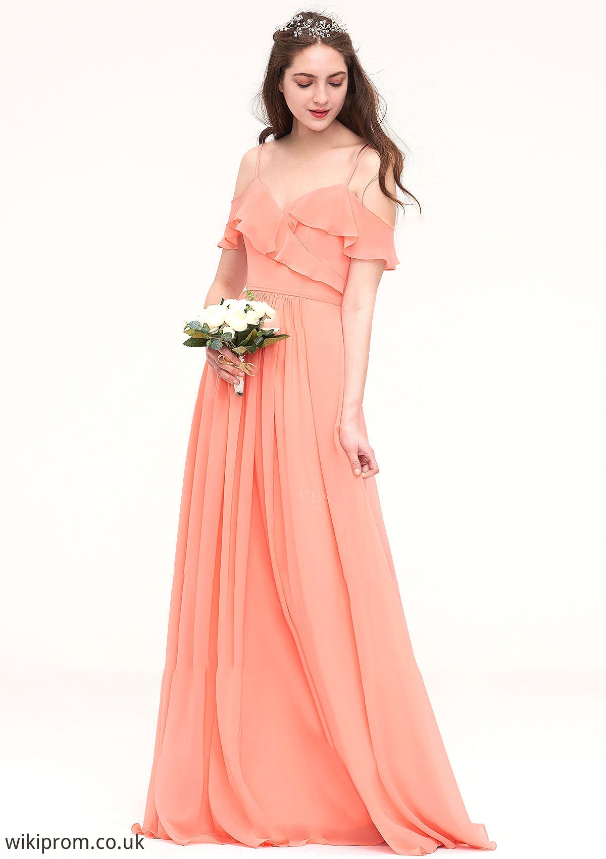 Sleeveless Sweetheart Long/Floor-Length Chiffon A-line/Princess Bridesmaid Dresses With Pleated Cassie SWKP0025492