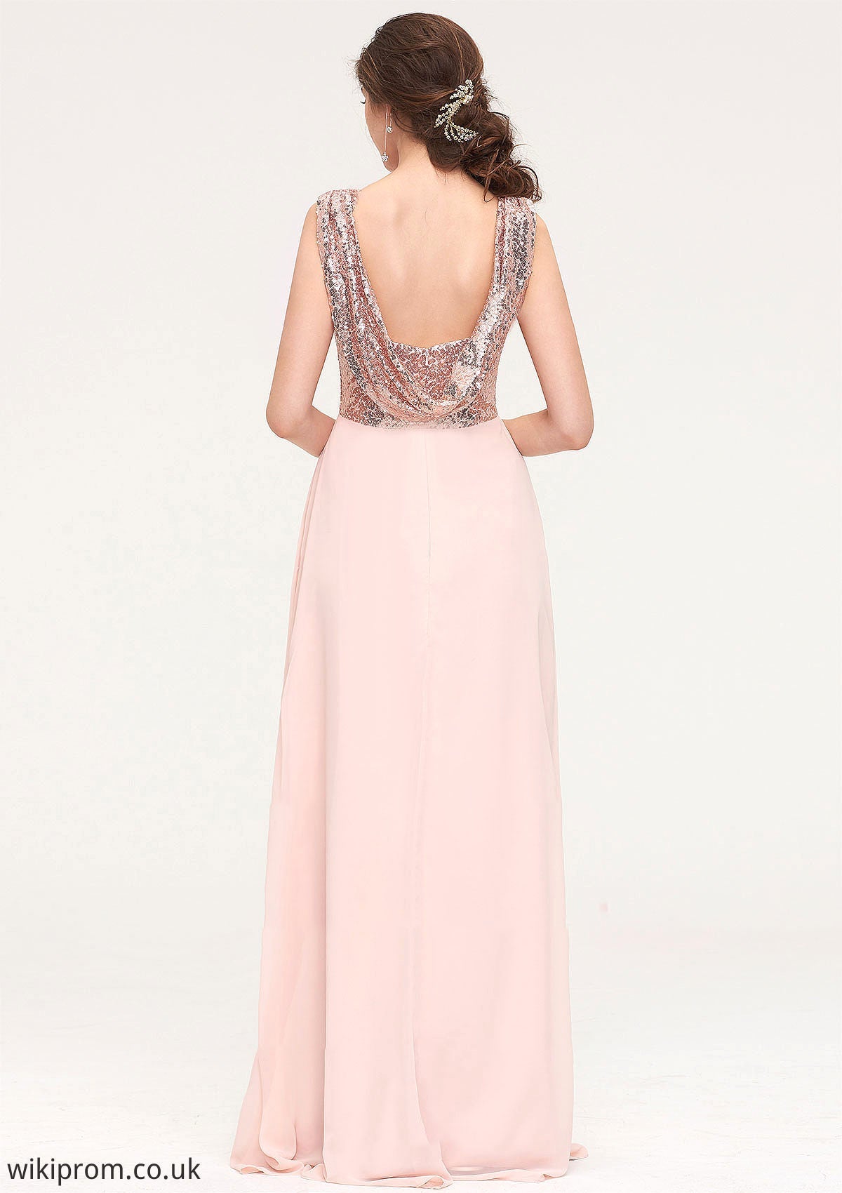 Sleeveless Long/Floor-Length Sweetheart A-line/Princess Chiffon Bridesmaid Dresses With Pleated Sequins Arely SWKP0025494