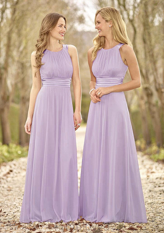 Scoop Neck A-Line/Princess Long/Floor-Length Chiffon Bridesmaid Dresses Moira DUP0025516