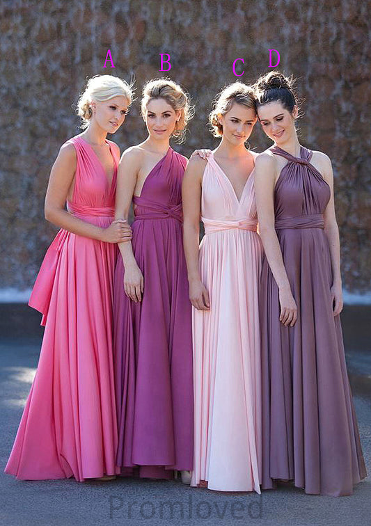 Sleeveless V Neck Long/Floor-Length A-line/Princess Chiffon Bridesmaid Dresses With Pleated Kathleen DUP0025560