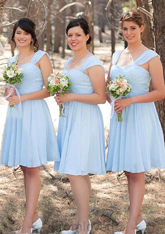 Sleeveless Scalloped Neck Knee-Length A-line/Princess Chiffon Bridesmaid Dresseses With Pleated Nina DUP0025606