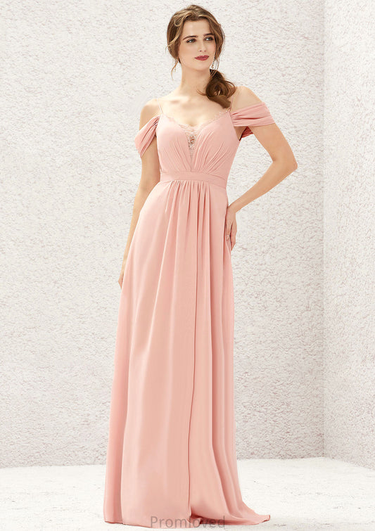 A-line Sweetheart Sleeveless Chiffon Long/Floor-Length Bridesmaid Dresses With Pleated Lace Maritza DUP0025629