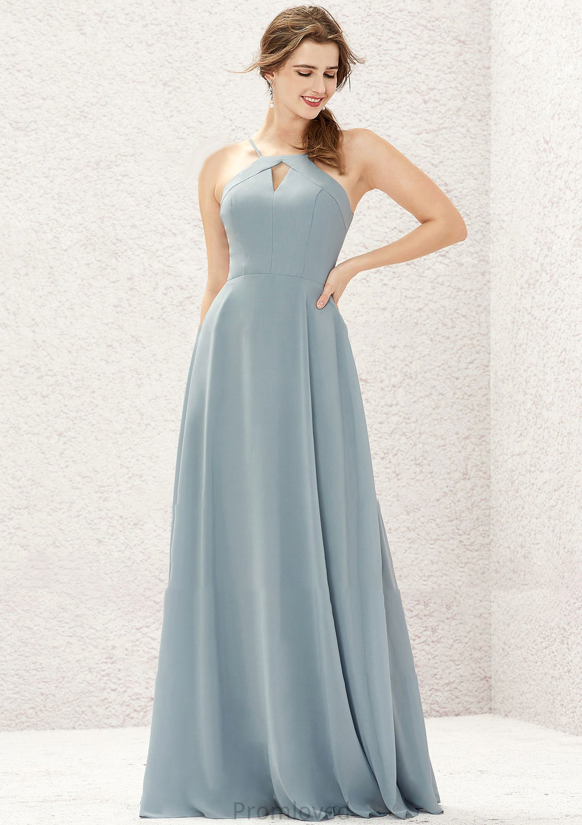 A-line Bateau Sleeveless Long/Floor-Length Chiffon Bridesmaid Dresses Karly DUP0025638