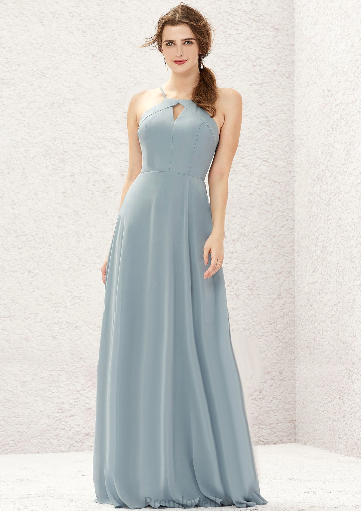 A-line Bateau Sleeveless Long/Floor-Length Chiffon Bridesmaid Dresses Karly DUP0025638