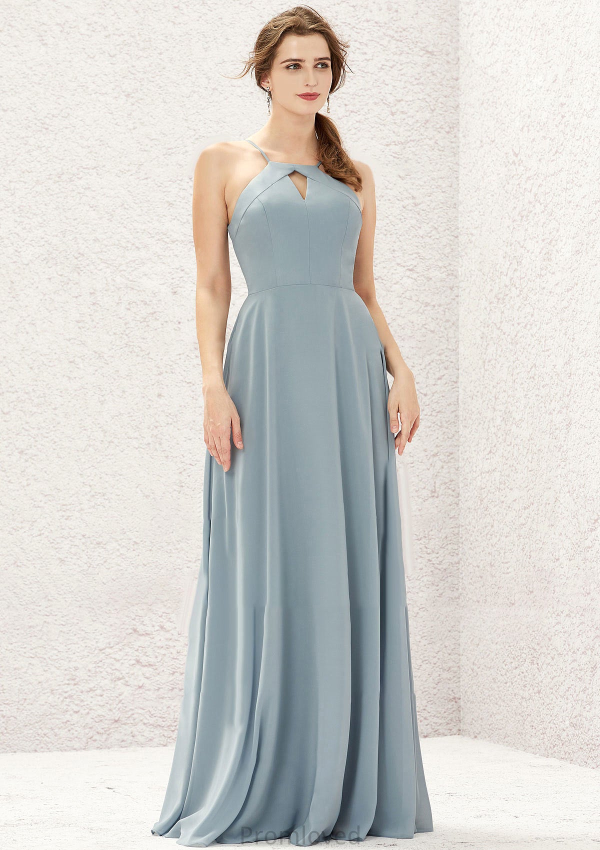 A-line Bateau Sleeveless Long/Floor-Length Chiffon Bridesmaid Dresses Karly DUP0025638