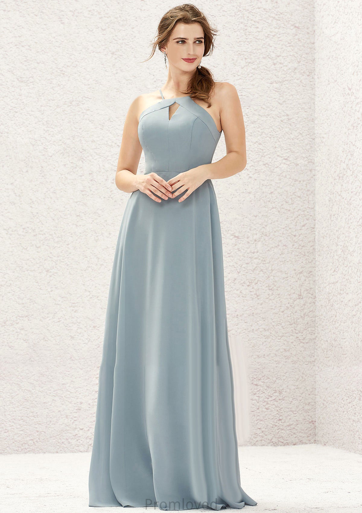 A-line Bateau Sleeveless Long/Floor-Length Chiffon Bridesmaid Dresses Karly DUP0025638