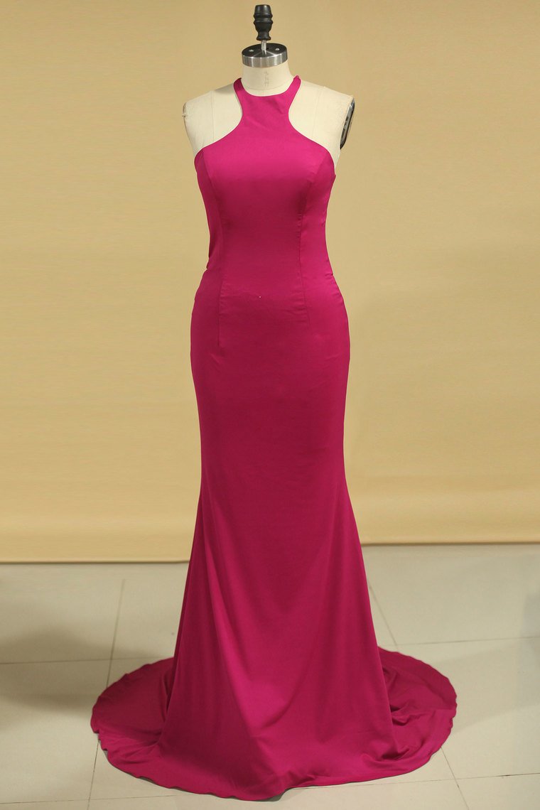 Mermaid Scoop Spandex Evening Dresses Open Back