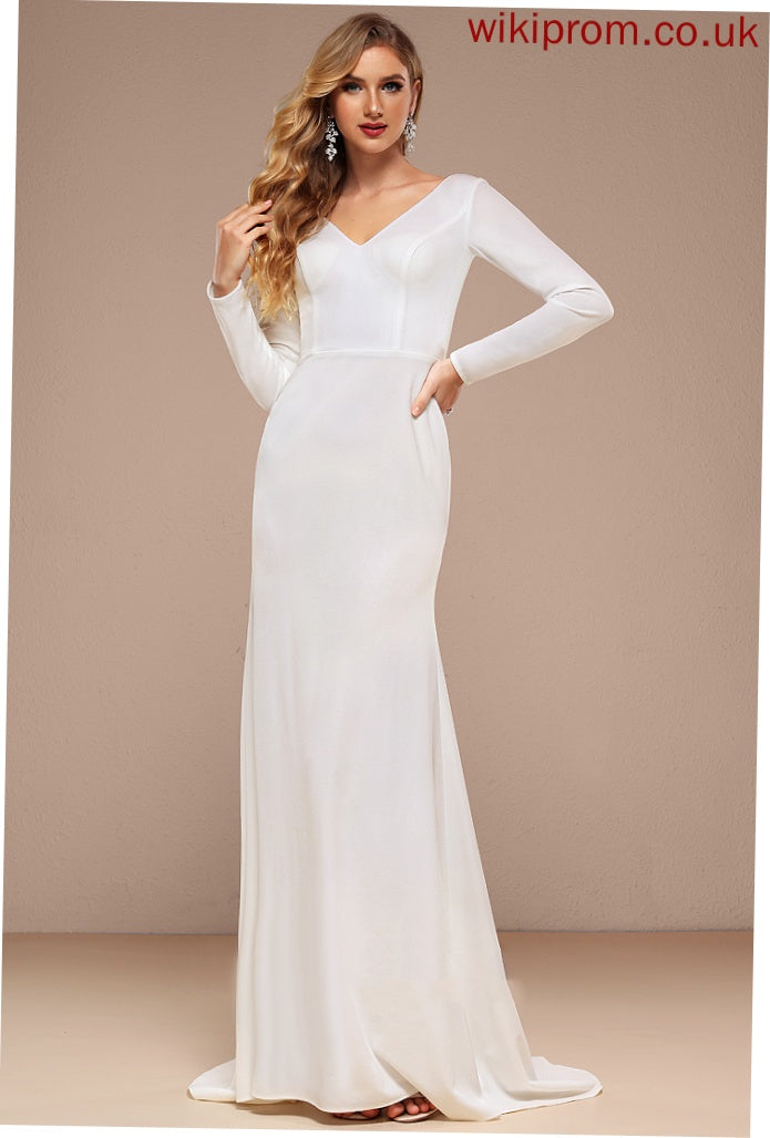 Kira A-Line Wedding V-neck Wedding Dresses Chiffon Sweep Train Dress