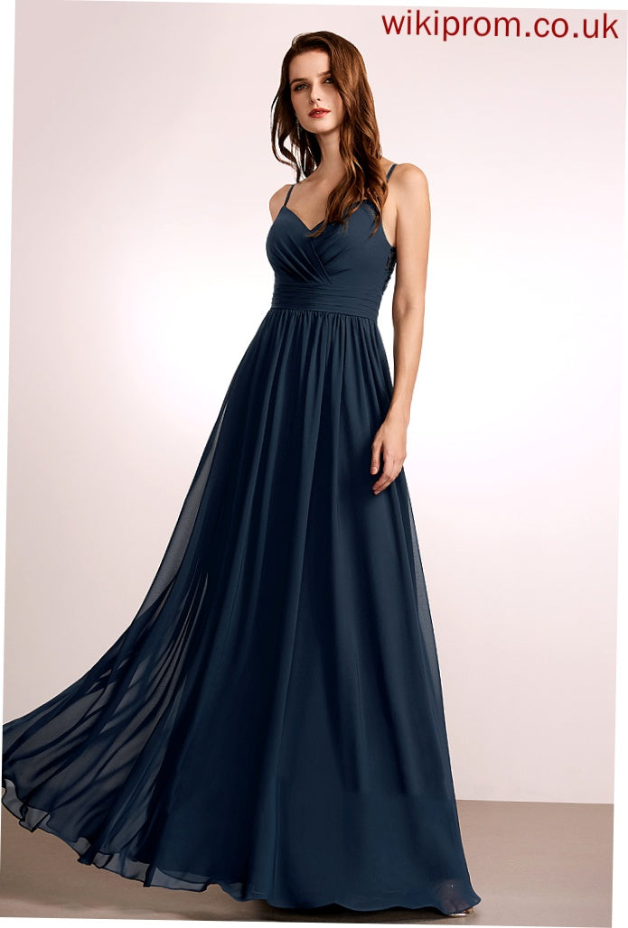 Floor-Length Embellishment Fabric V-neck A-Line Neckline Length Lace Silhouette Keira Bridesmaid Dresses