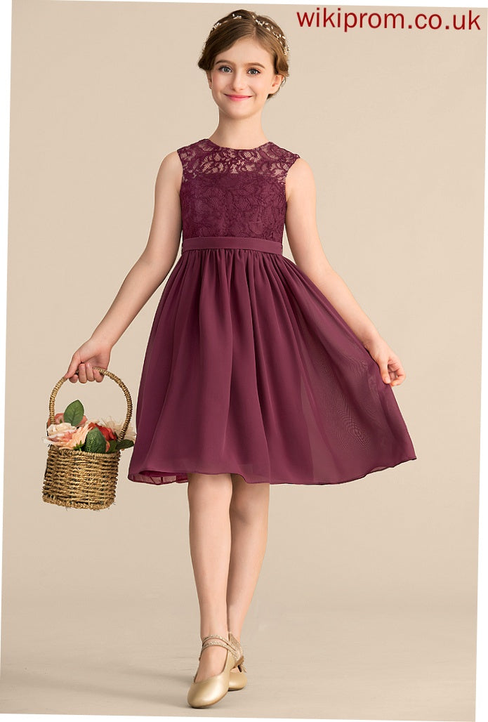 A-LineScoopNeckKnee-LengthChiffonLaceJuniorBridesmaidDress#165020 Bria Junior Bridesmaid Dresses