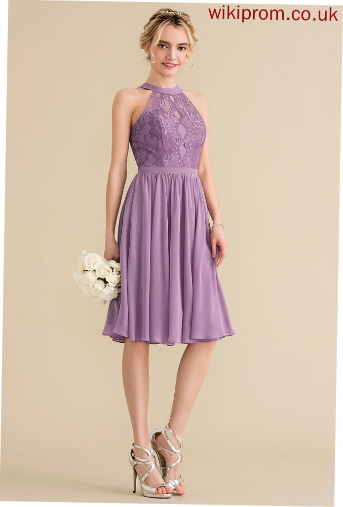 Lace Homecoming Knee-Length Mildred Chiffon Lace Dress A-Line Neck With Homecoming Dresses Scoop