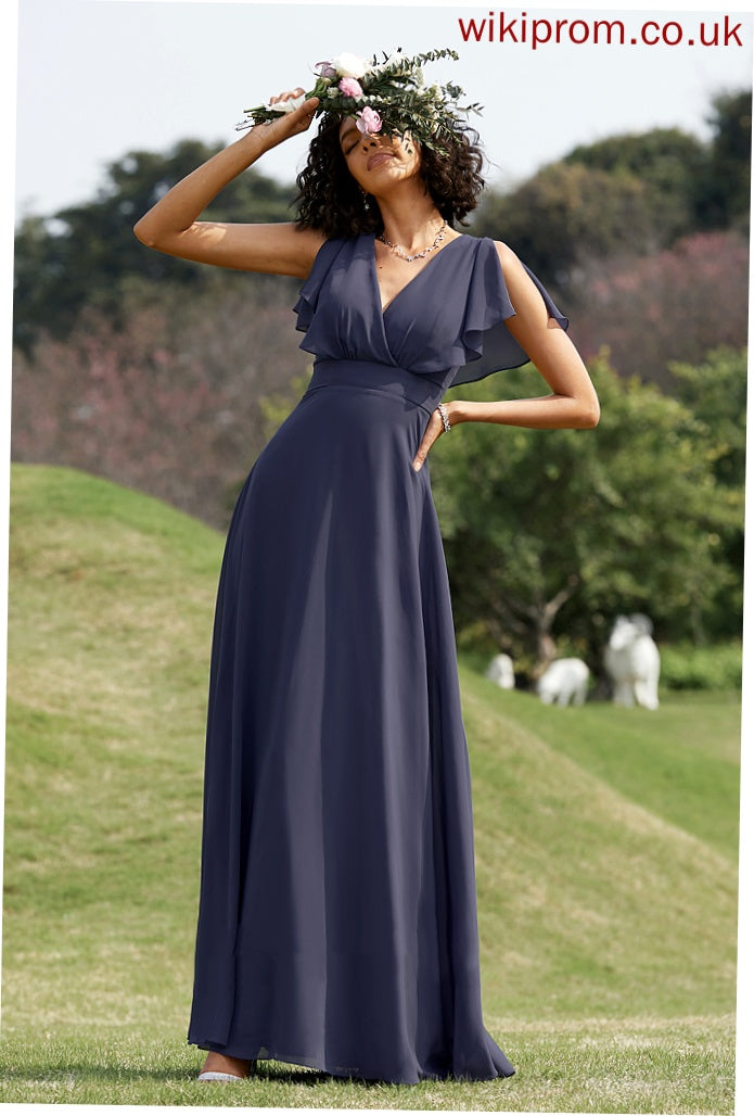 Fabric Silhouette Floor-Length A-Line Neckline V-neck Length Straps Mayra A-Line/Princess Spaghetti Staps Natural Waist Bridesmaid Dresses