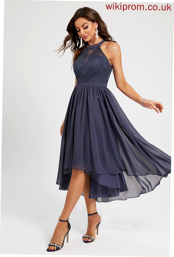 Cocktail Dresses Neck Scoop Asymmetrical Salma A-Line Cocktail Chiffon Dress