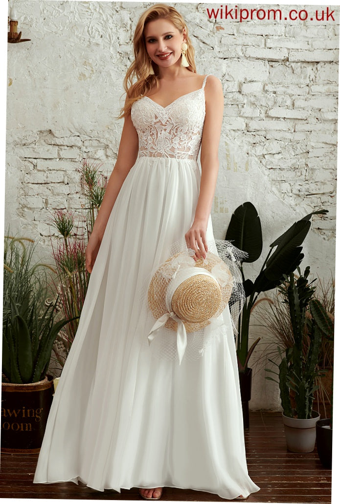 V-neck Dress Floor-Length A-Line Chiffon With Beading Wedding Dresses Wedding Lace Sierra