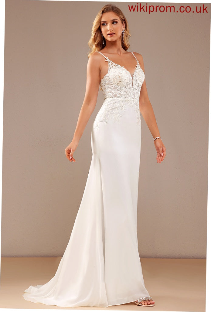 Lace Samara With Beading Train Court Wedding Dress Trumpet/Mermaid Chiffon Lace V-neck Wedding Dresses