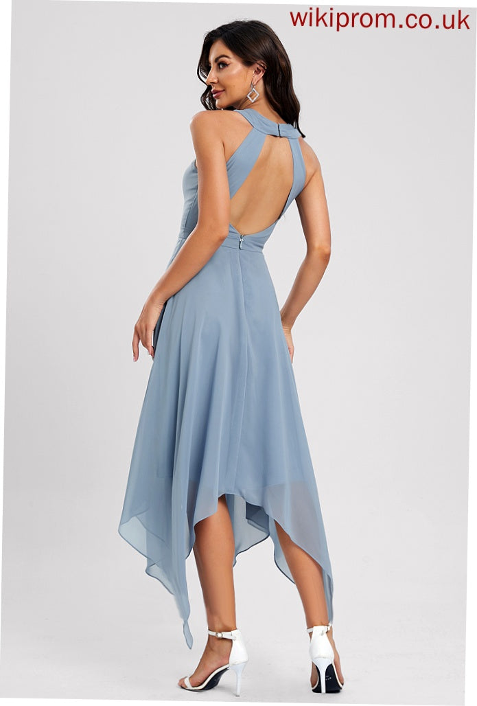 V-neck Chiffon A-Line Asymmetrical Cocktail Dresses Dress Mareli Cocktail