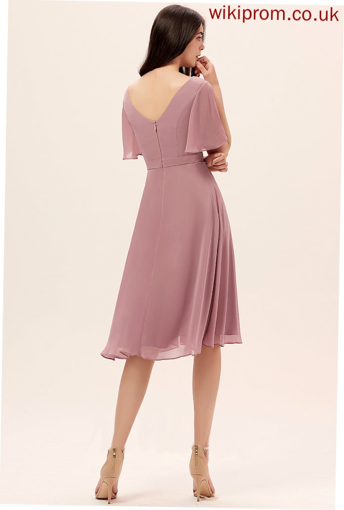 Cocktail Gracie A-Line With Knee-Length Dress Cocktail Dresses Chiffon Front Split V-neck