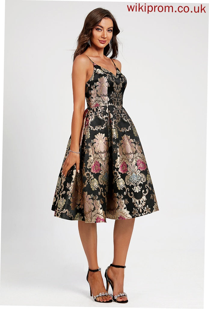 Ursula Homecoming Dresses With A-Line Lace Homecoming Dress V-neck Flower(s) Knee-Length