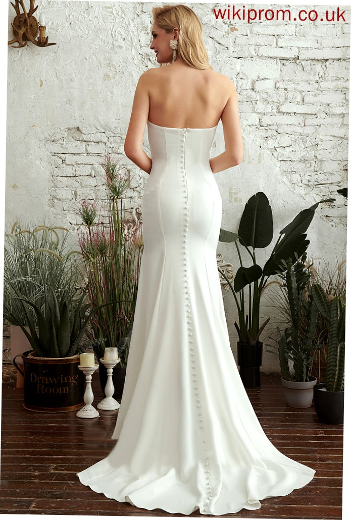 Dress Strapless Trumpet/Mermaid Wedding Dresses Train Crepe Wedding Stretch Blanche Sweep